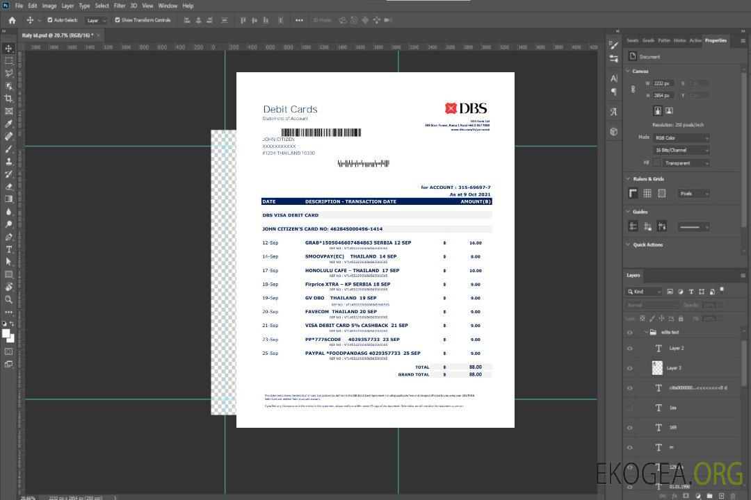 Banque DBS de Thaïlande Excel PDF template